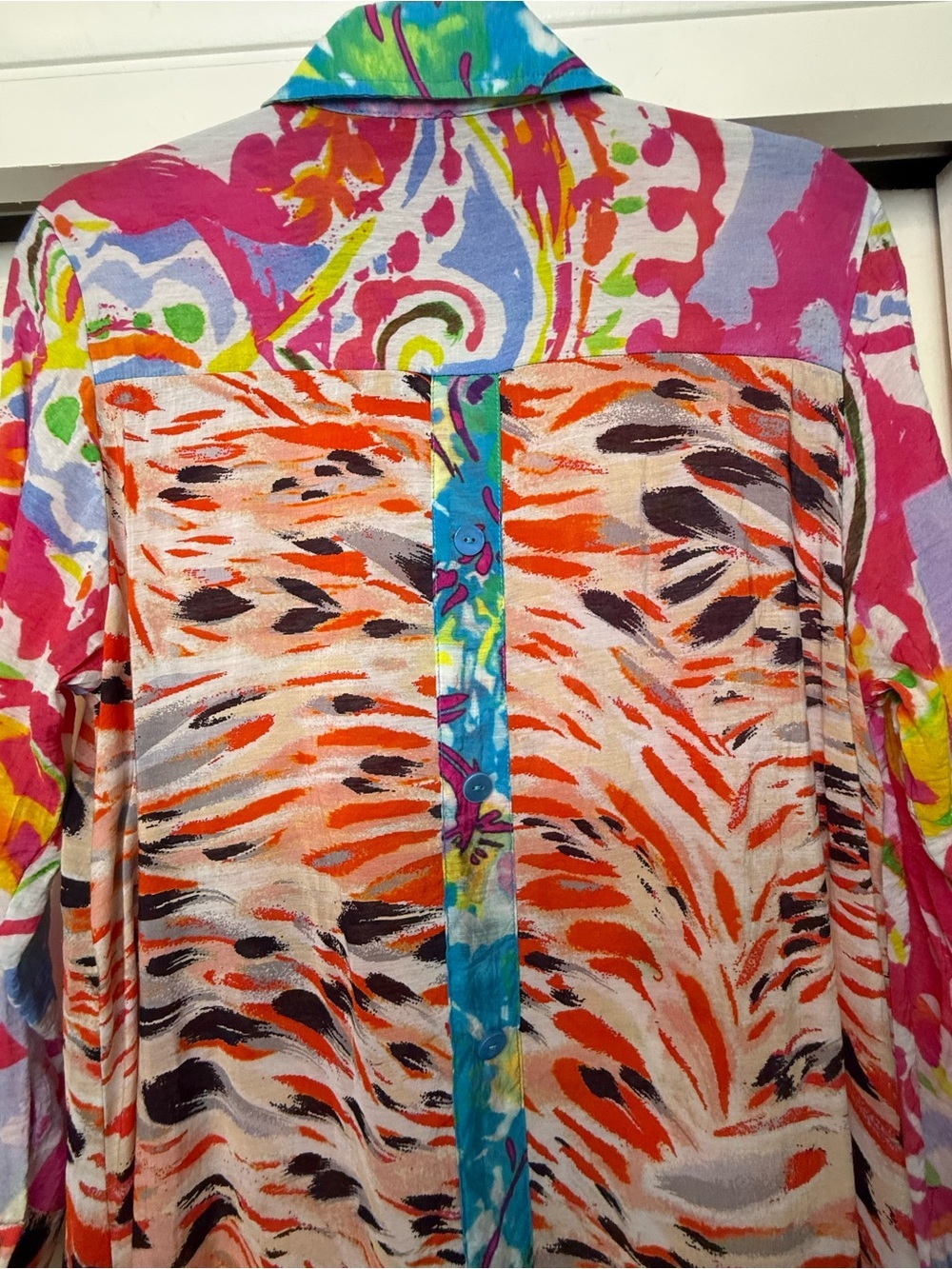 Colorful Abstract Print Button-Down Shirt - Multicolor - Picture 8 of 8